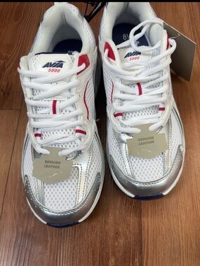 Avia White Athletic Sneakers with Red & Navy Accents